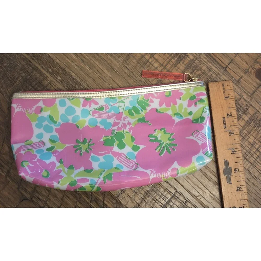 Lilly Pulitzer Estee Lauder pink green Floral Makeup Bag